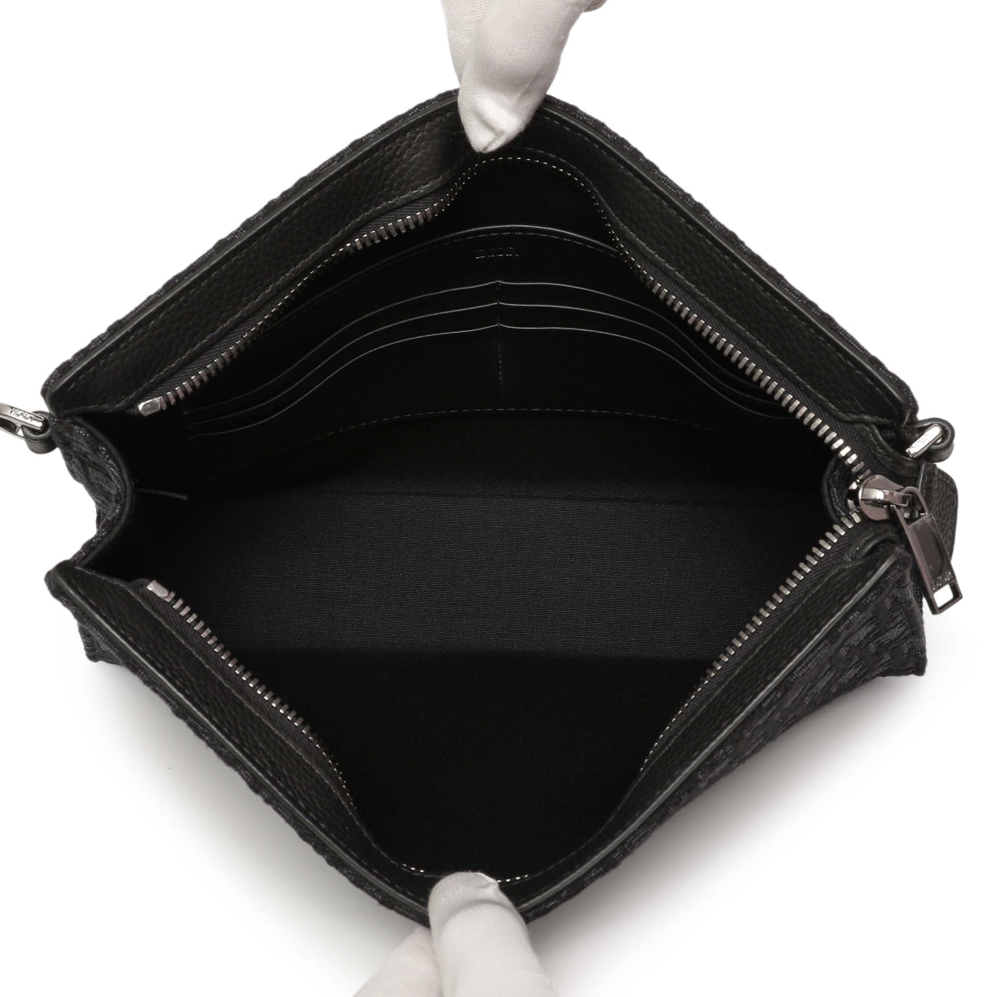 Exclusive Christian Dior Black Oblique A5 Triangle Pouch — Top View