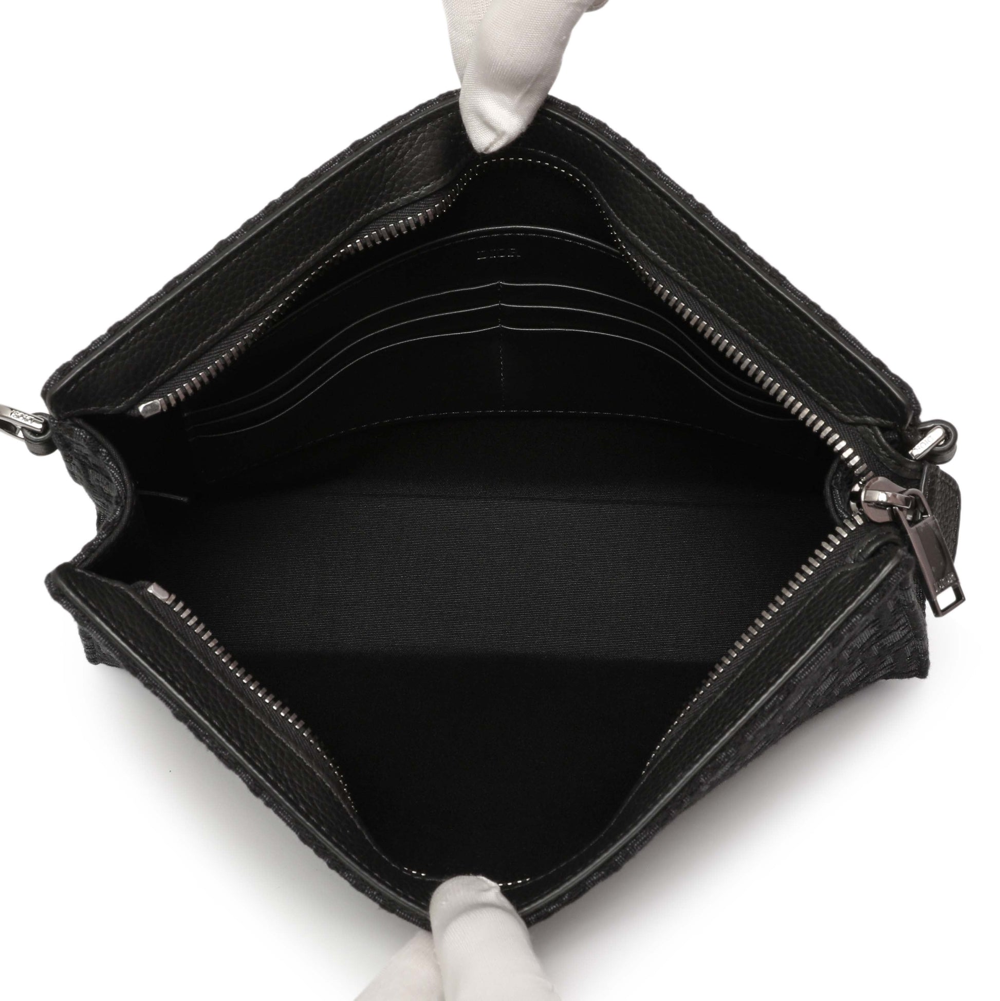 Exclusive Christian Dior Black Oblique A5 Triangle Pouch — Top View