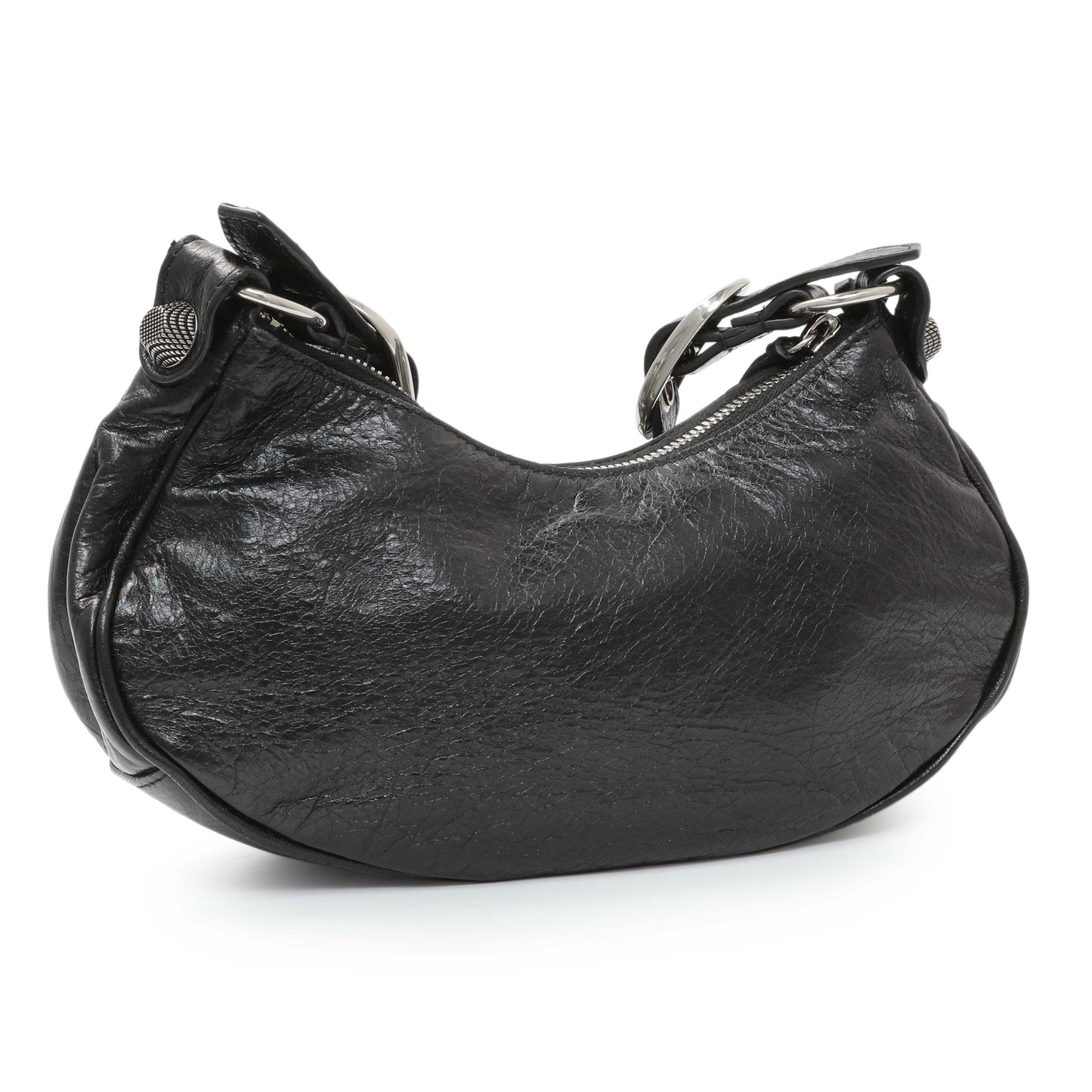 Exclusive Balenciaga Black Agneau Arena Le Cagole Shoulder Bag XS — Side View