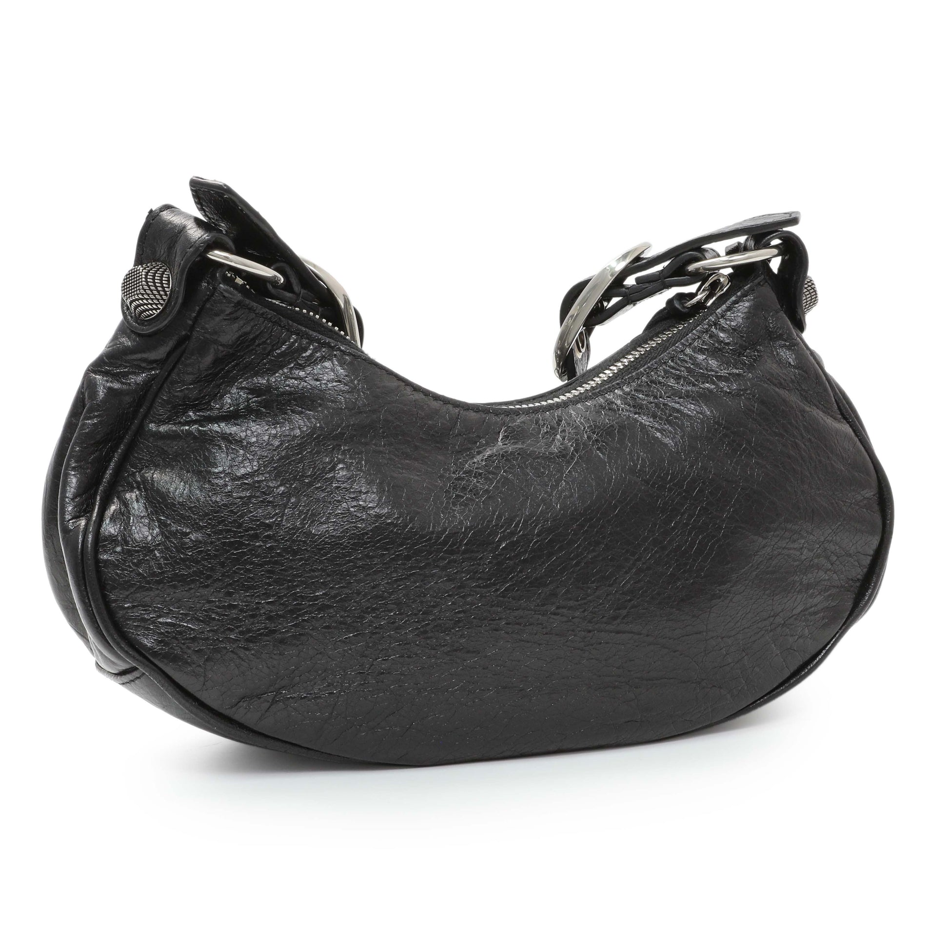 Exclusive Balenciaga Black Agneau Arena Le Cagole Shoulder Bag XS — Side View