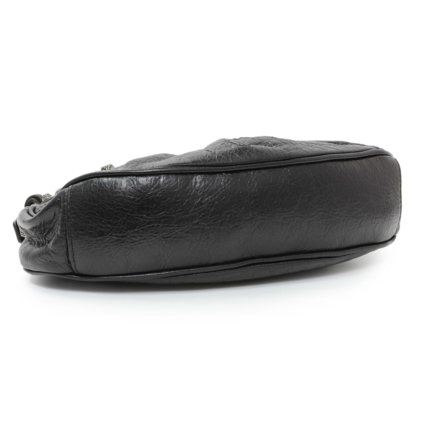Exclusive Balenciaga Black Agneau Arena Le Cagole Shoulder Bag XS — Back View