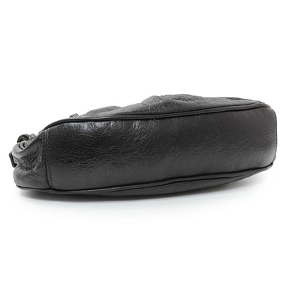 Exclusive Balenciaga Black Agneau Arena Le Cagole Shoulder Bag XS — Back View