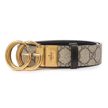 Exclusive Gucci GG Supreme Monogram Plutone Calfskin Double G Reversible 30mm Belt — Back View
