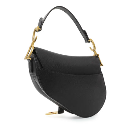 Exclusive Christian Dior Black Grained Calfskin Mini Saddle Bag — Side View