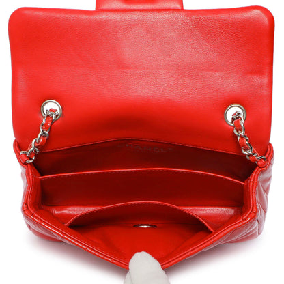 Exclusive Chanel Red Patent Chevron Extra Mini Rectangular Flap — Top View