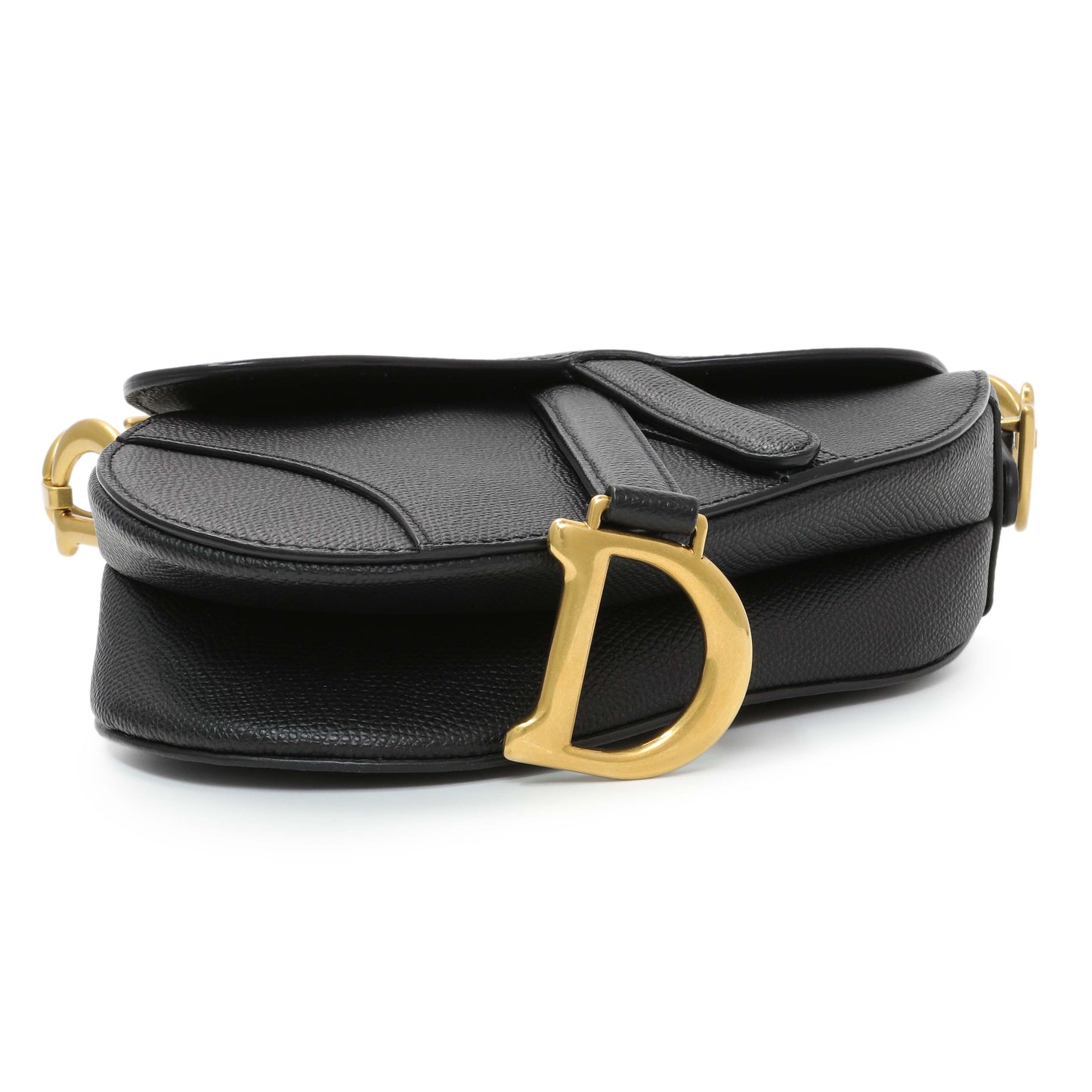 Exclusive Christian Dior Black Grained Calfskin Mini Saddle Bag — Back View
