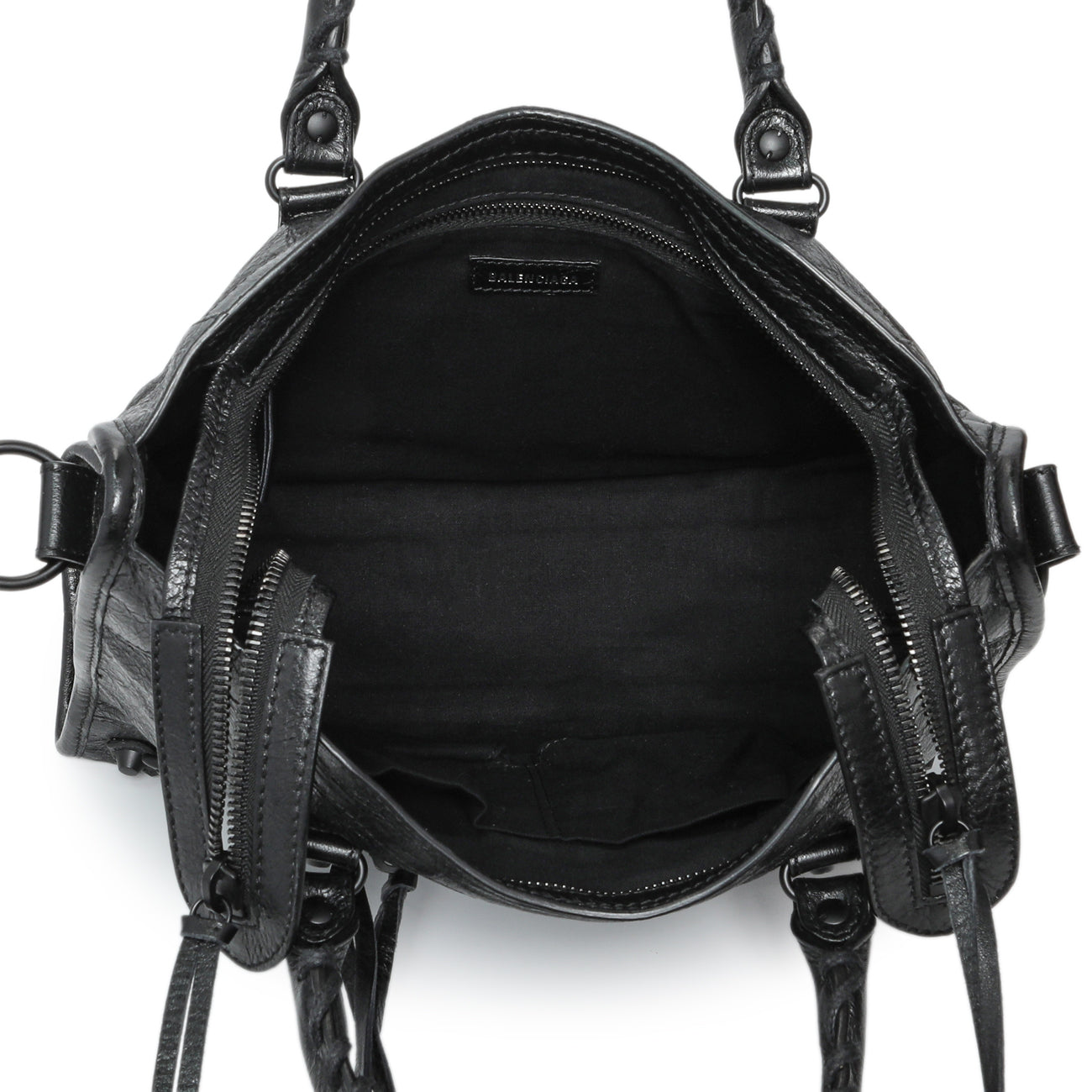 Exclusive Balenciaga Black Agneau Classic Hardware Small City — Top View