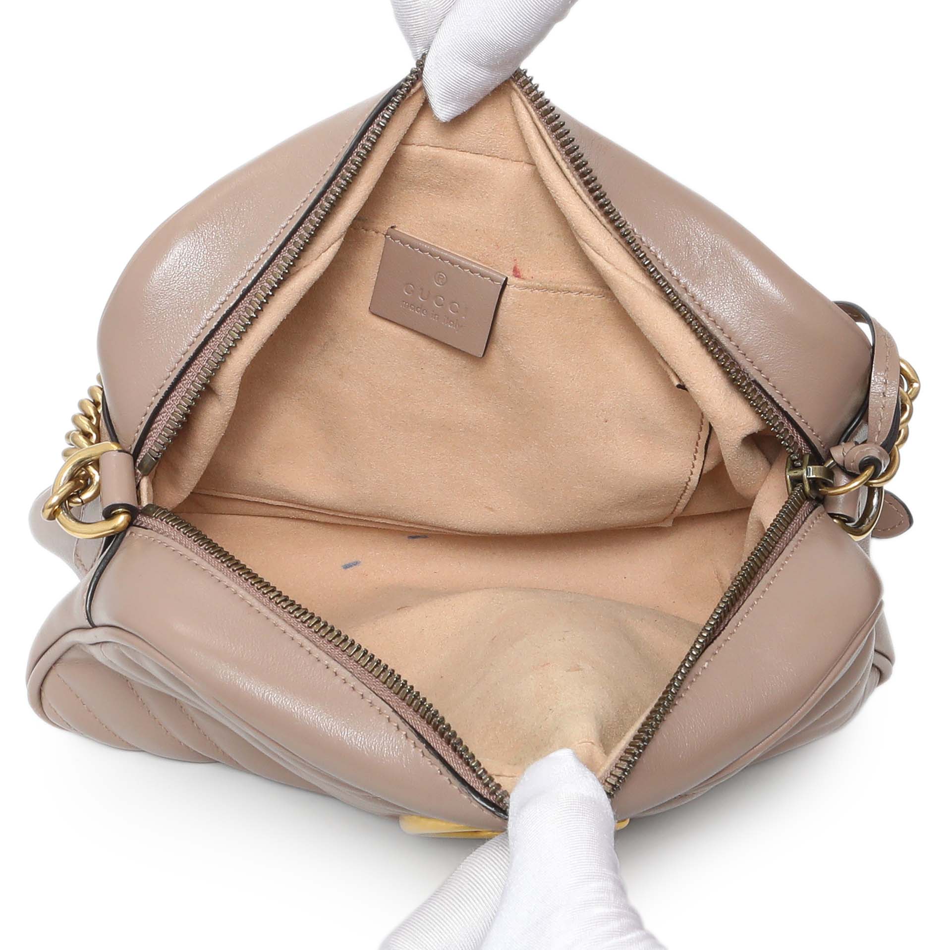 Exclusive Gucci Porcelain Rose Calfskin Matelasse Small GG Marmont Chain Shoulder Bag — Alternate View 8