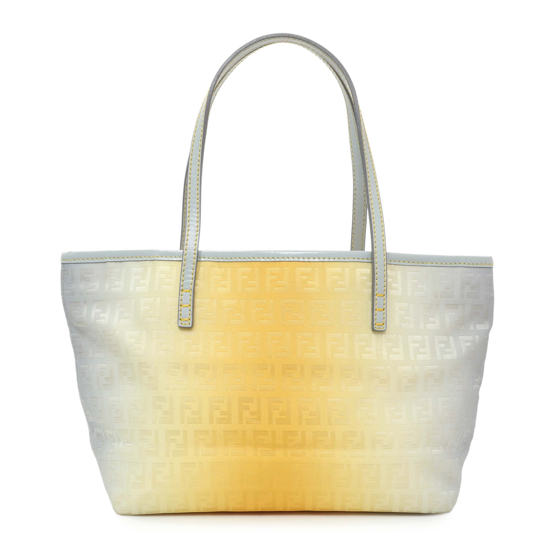 Exclusive Fendi Yellow Grey Zucchino Canvas Tote — Front View