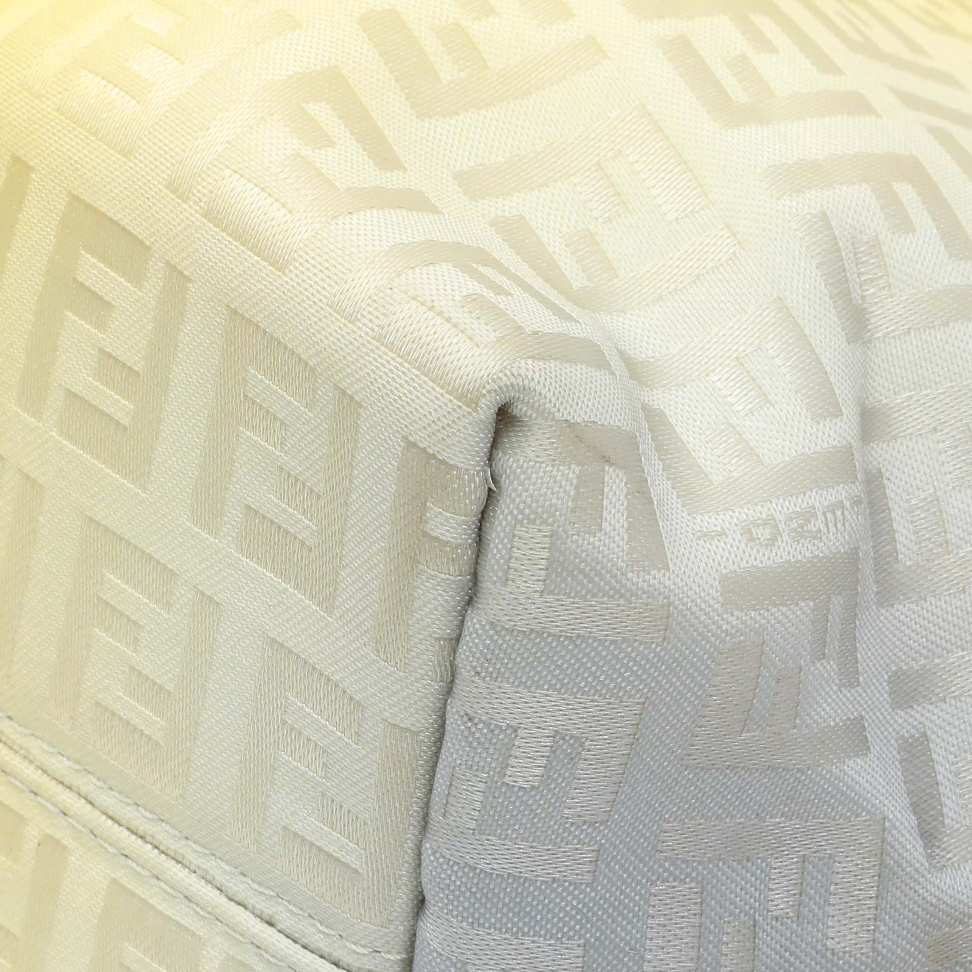 Exclusive Fendi Yellow Grey Zucchino Canvas Tote — Detail View