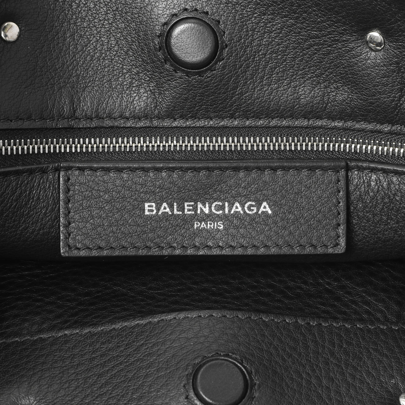 Exclusive Balenciaga Black Calfskin Mini Papier A4 Tote — Detail View