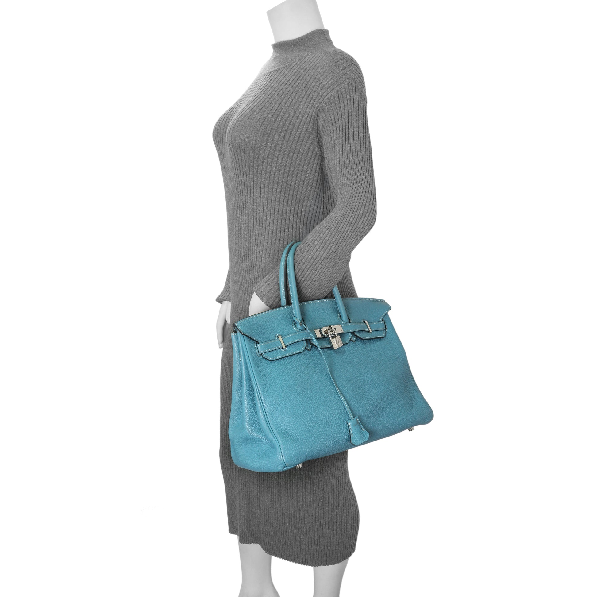 Exclusive Hermes Blue Jean Clemence Birkin 35 — Alternate View 15