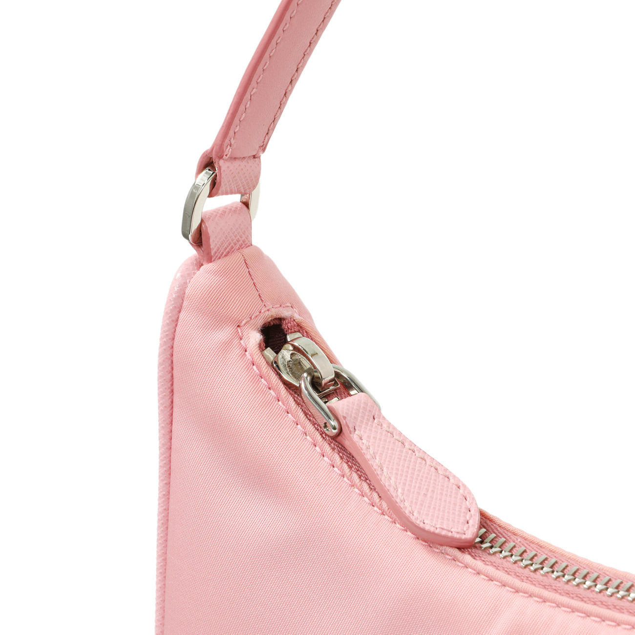 Exclusive Prada Rosa Tessuto Nylon Saffiano Mini Re-Edition 2005 Bag — Lifestyle View