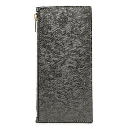 Exclusive Valextra Grey Calfskin Card Holder With Zip — Side View