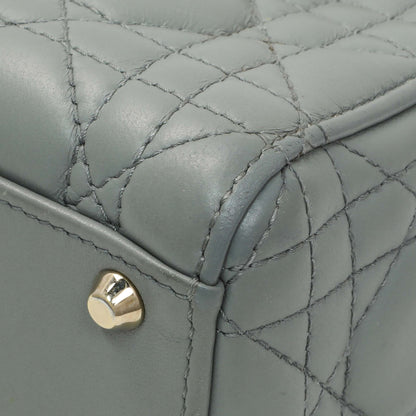 Exclusive Christian Dior Grey Lambskin Cannage Mini Lady Dior — Detail View