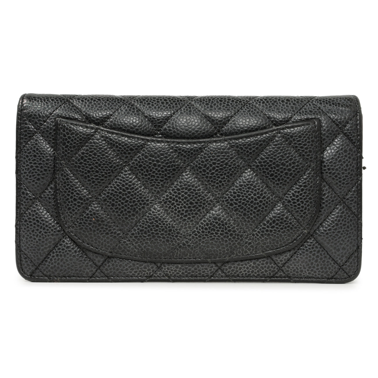 Exclusive Chanel Black Quilted Caviar Yen Wallet — Side View