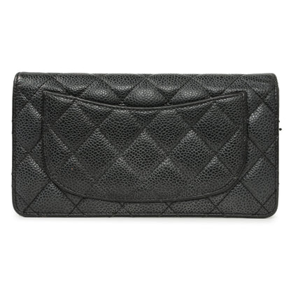 Exclusive Chanel Black Quilted Caviar Yen Wallet — Side View