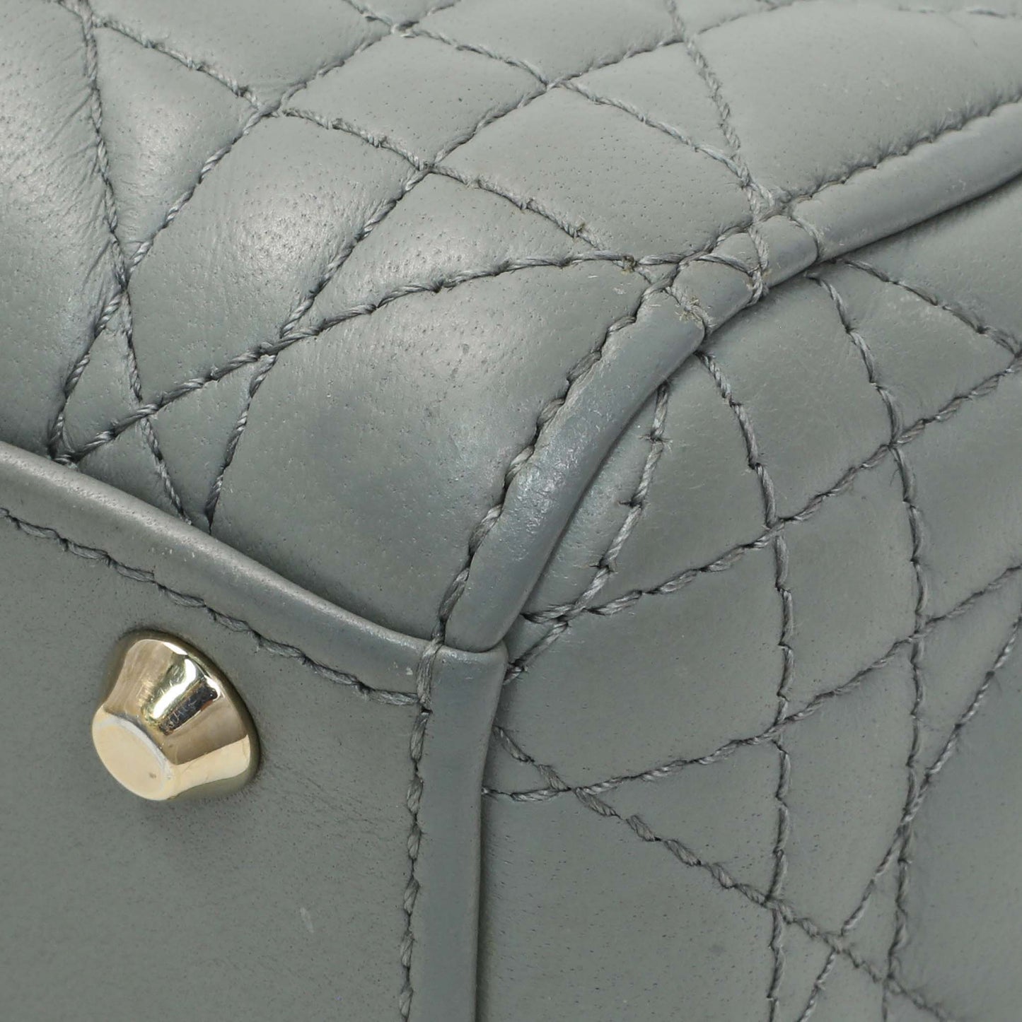 Exclusive Christian Dior Grey Lambskin Cannage Mini Lady Dior — Alternate View 7