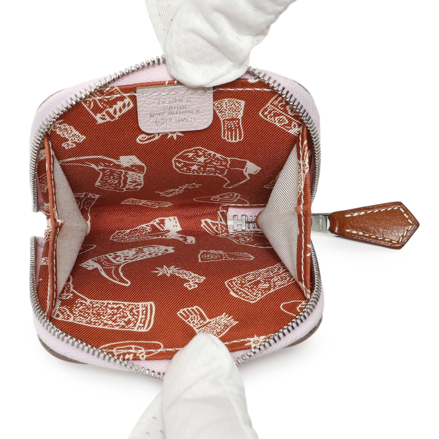 Exclusive Hermes Light Pink Epsom Silk'in Coin Purse — Top View