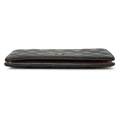 Exclusive Chanel Black Quilted Caviar Yen Wallet — Back View