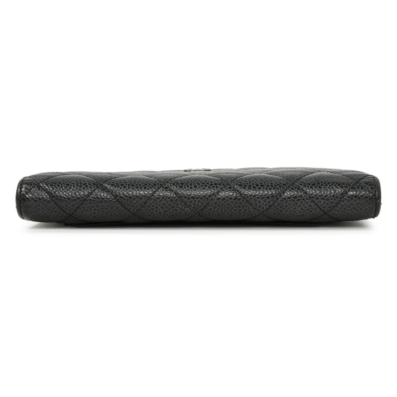 Exclusive Chanel Black Quilted Caviar Yen Wallet — Top View