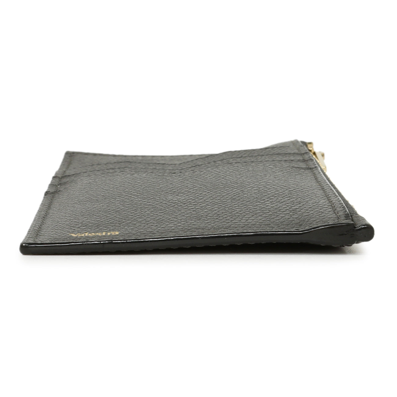 Exclusive Valextra Grey Calfskin Card Holder With Zip — Back View