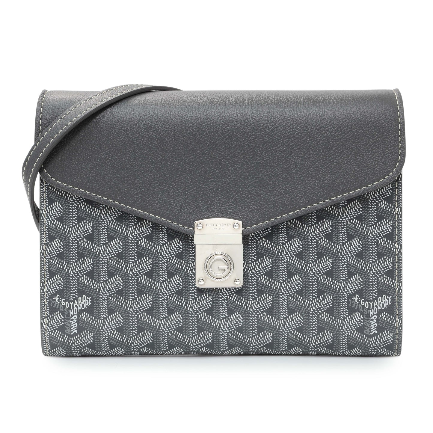 Exclusive Goyard Grey Goyardine Calfskin Chypre Wallet Pouch — Front View