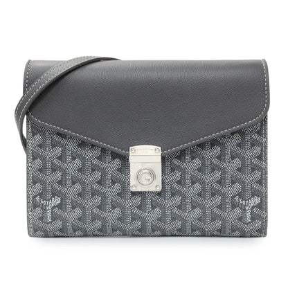 Exclusive Goyard Grey Goyardine Calfskin Chypre Wallet Pouch — Front View