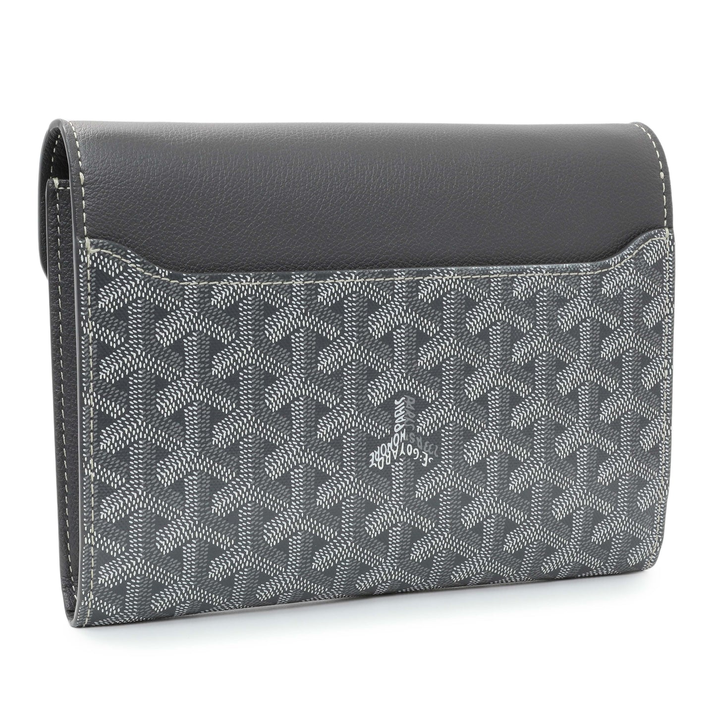 Exclusive Goyard Grey Goyardine Calfskin Chypre Wallet Pouch — Side View