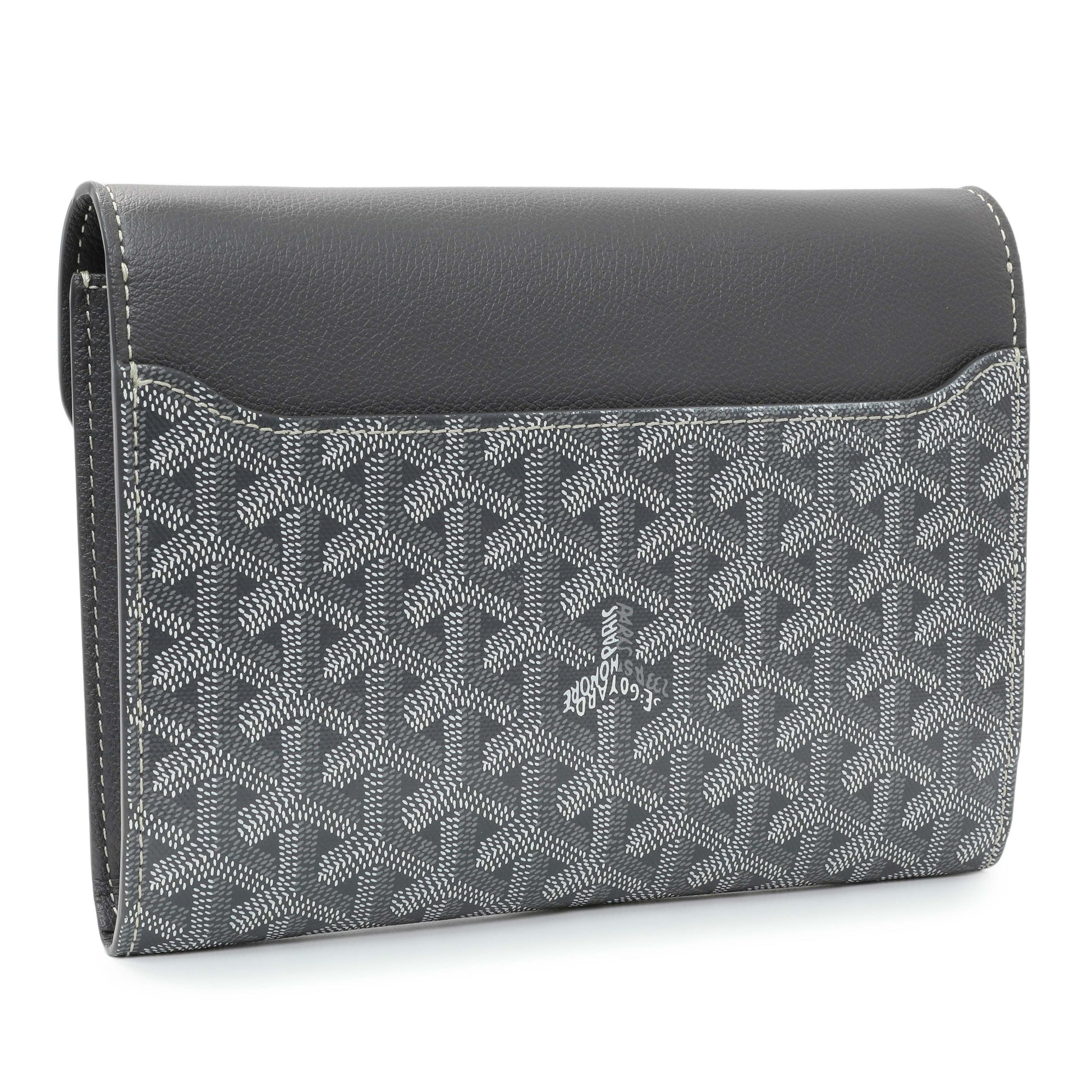 Exclusive Goyard Grey Goyardine Calfskin Chypre Wallet Pouch — Side View