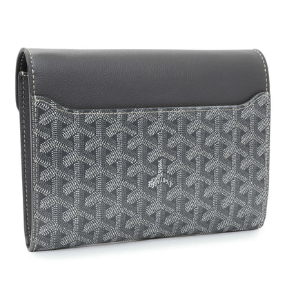 Exclusive Goyard Grey Goyardine Calfskin Chypre Wallet Pouch — Side View