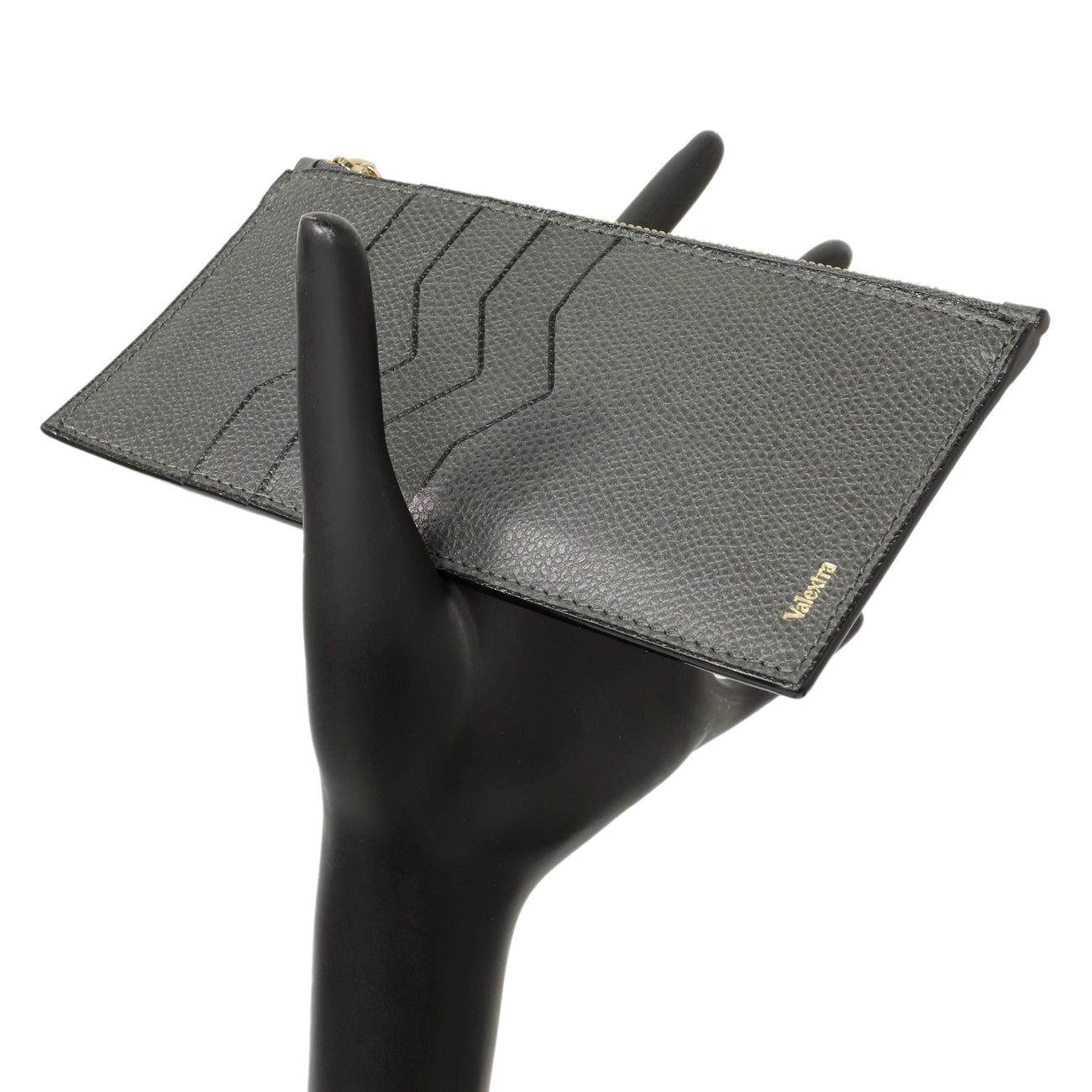 Exclusive Valextra Grey Calfskin Card Holder With Zip — Alternate View 7