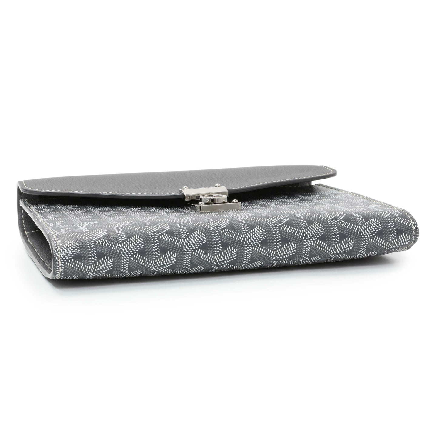 Exclusive Goyard Grey Goyardine Calfskin Chypre Wallet Pouch — Back View