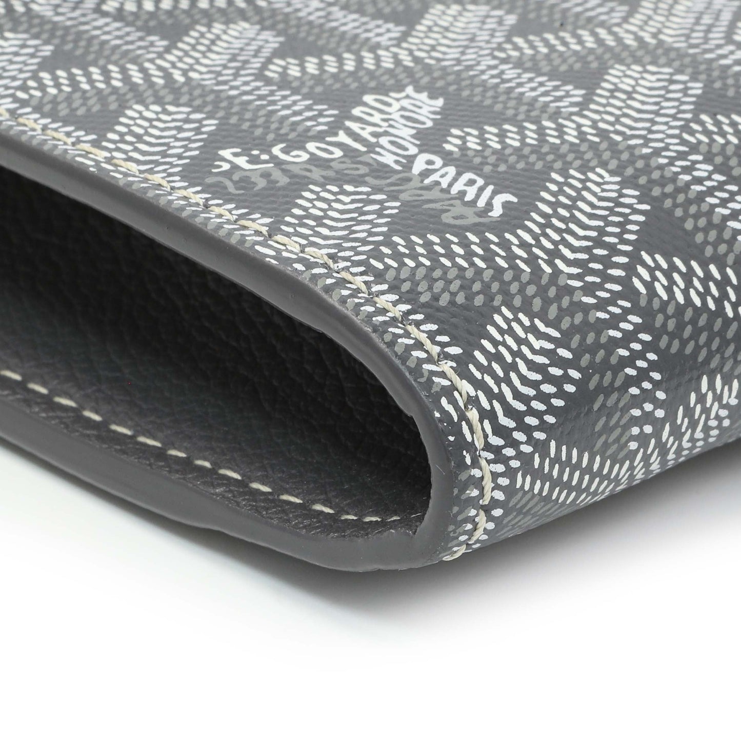 Exclusive Goyard Grey Goyardine Calfskin Chypre Wallet Pouch — Top View