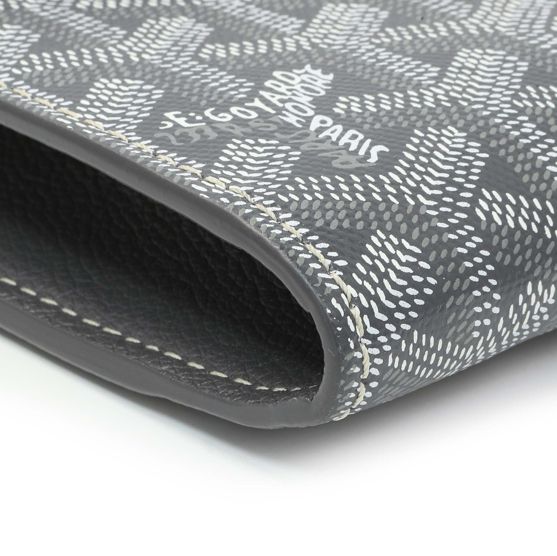 Exclusive Goyard Grey Goyardine Calfskin Chypre Wallet Pouch — Top View