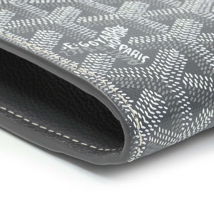 Exclusive Goyard Grey Goyardine Calfskin Chypre Wallet Pouch — Top View