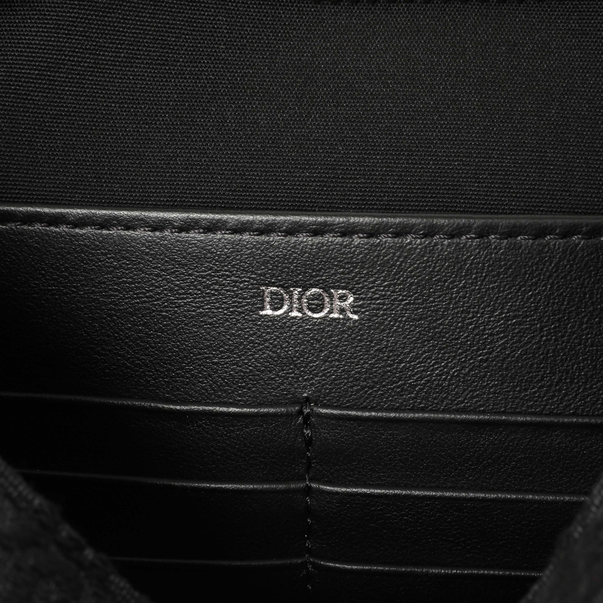 Exclusive Christian Dior Black Oblique A5 Triangle Pouch — Detail View