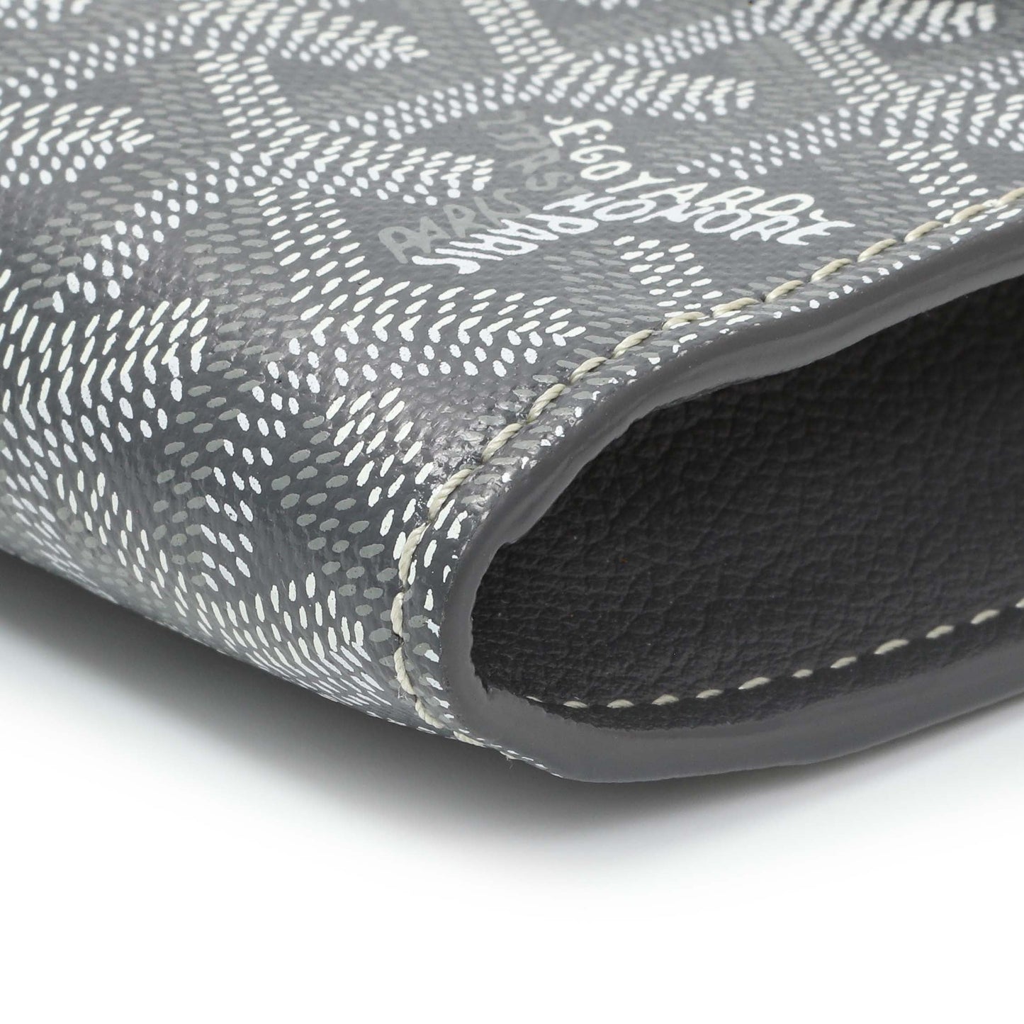 Exclusive Goyard Grey Goyardine Calfskin Chypre Wallet Pouch — Detail View