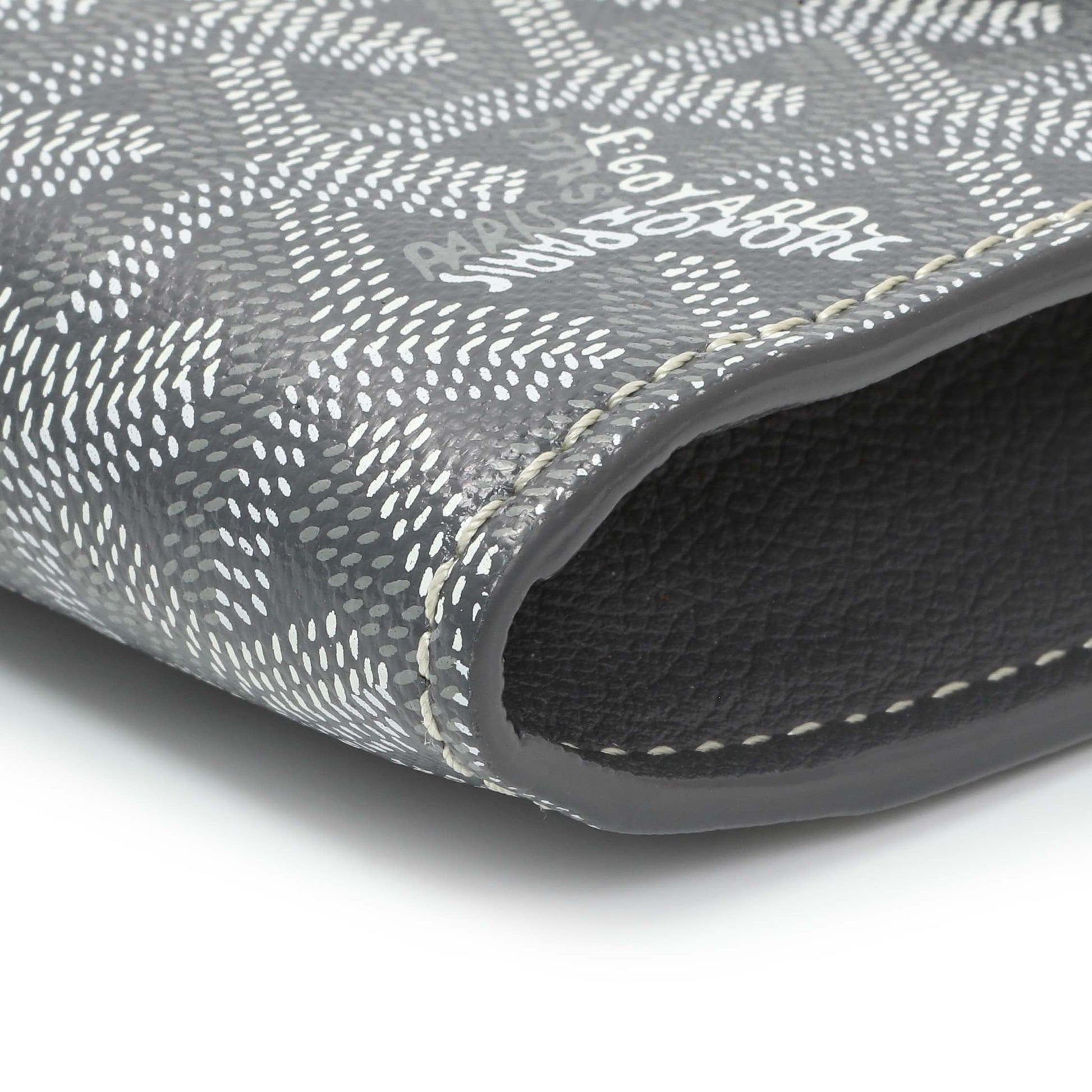 Exclusive Goyard Grey Goyardine Calfskin Chypre Wallet Pouch — Detail View