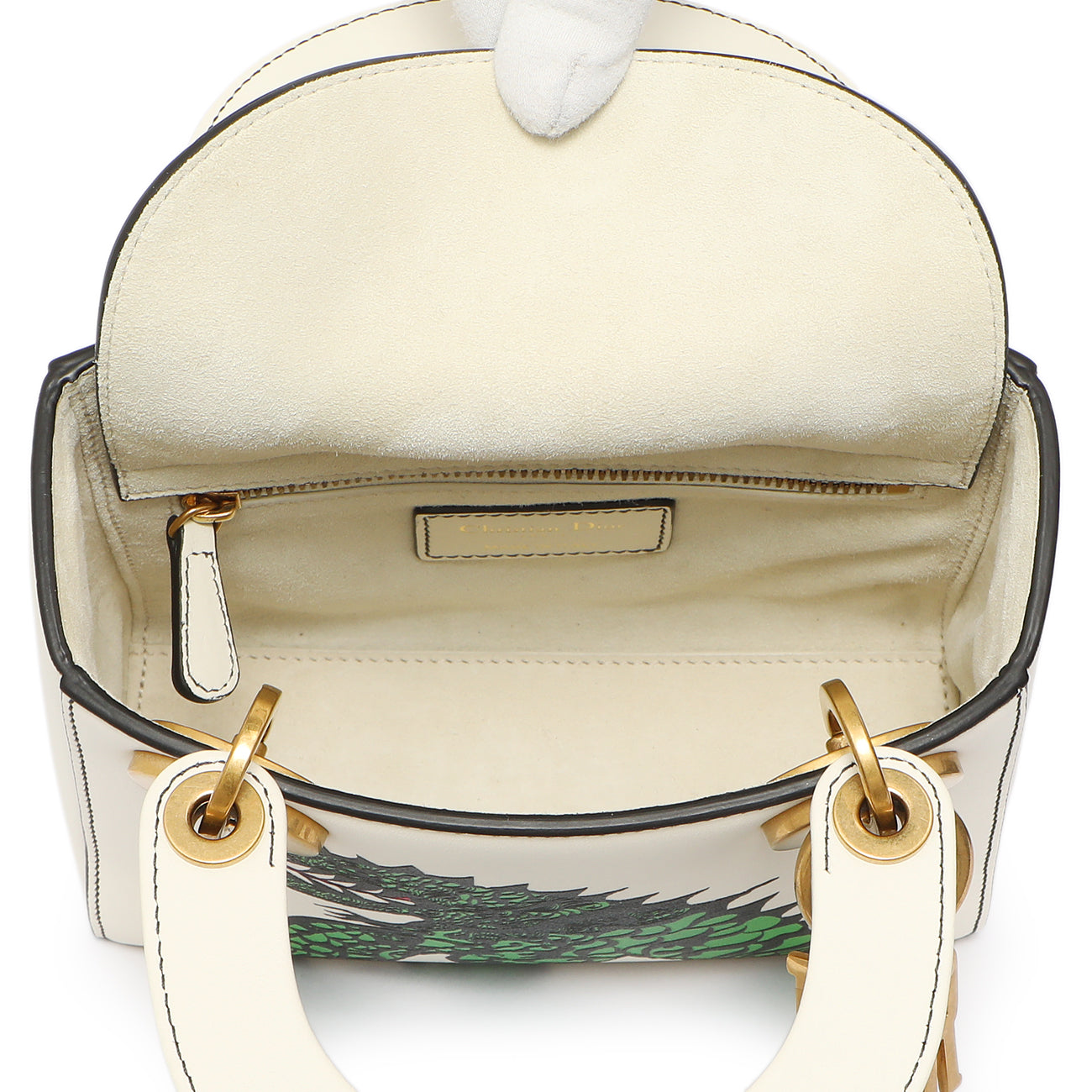 Exclusive Christian Dior White Calfskin Niki De Saint Phalle Mini Supple Lady Dior — Top View