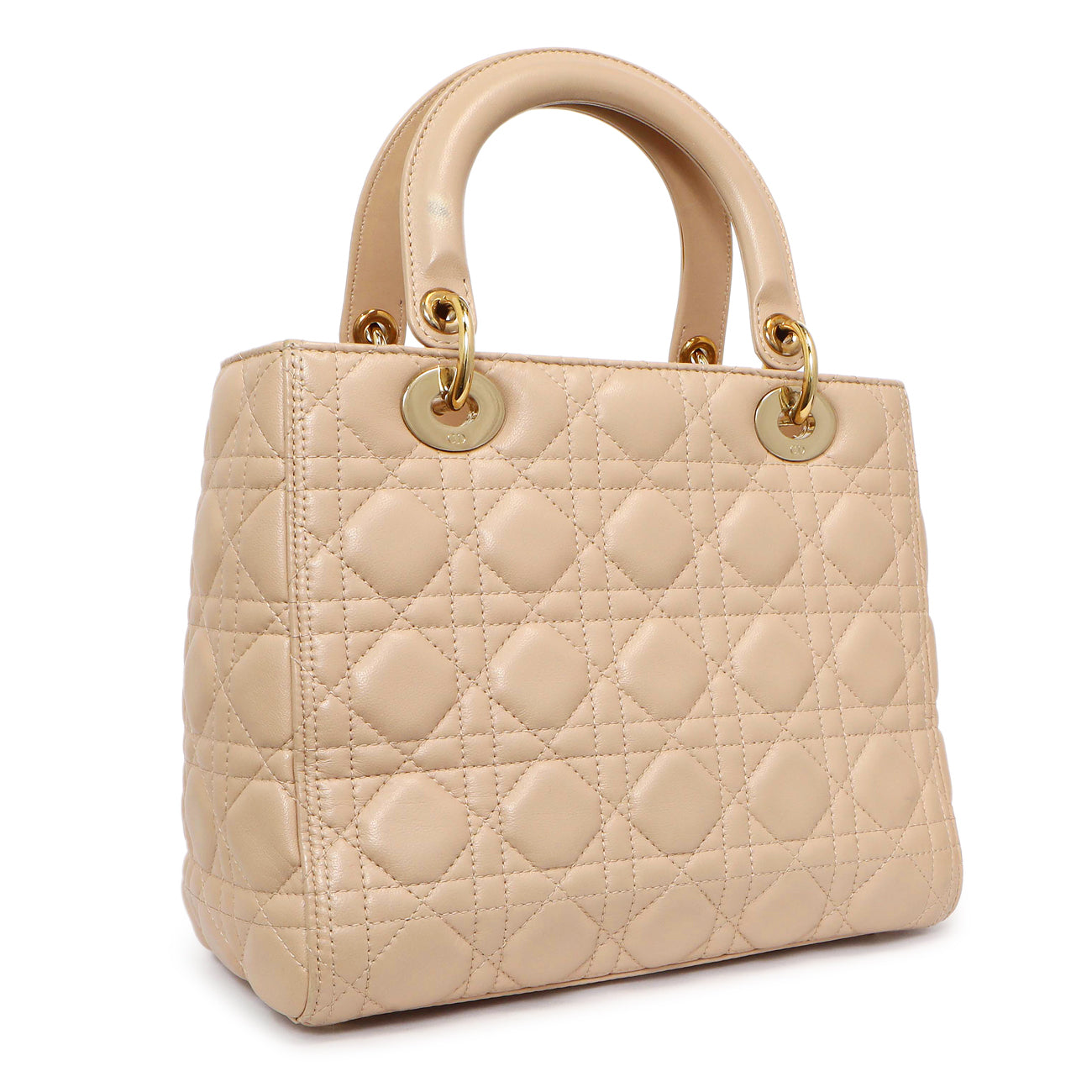 Exclusive Christian Dior Nude Lambskin Cannage Medium Lady Dior — Side View