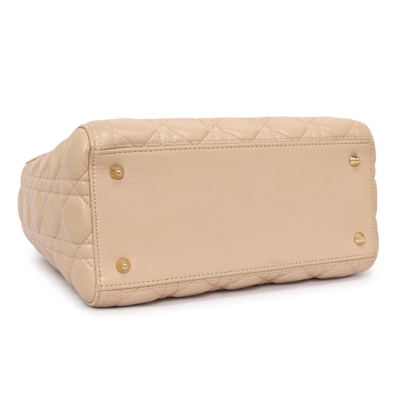 Exclusive Christian Dior Nude Lambskin Cannage Medium Lady Dior — Back View
