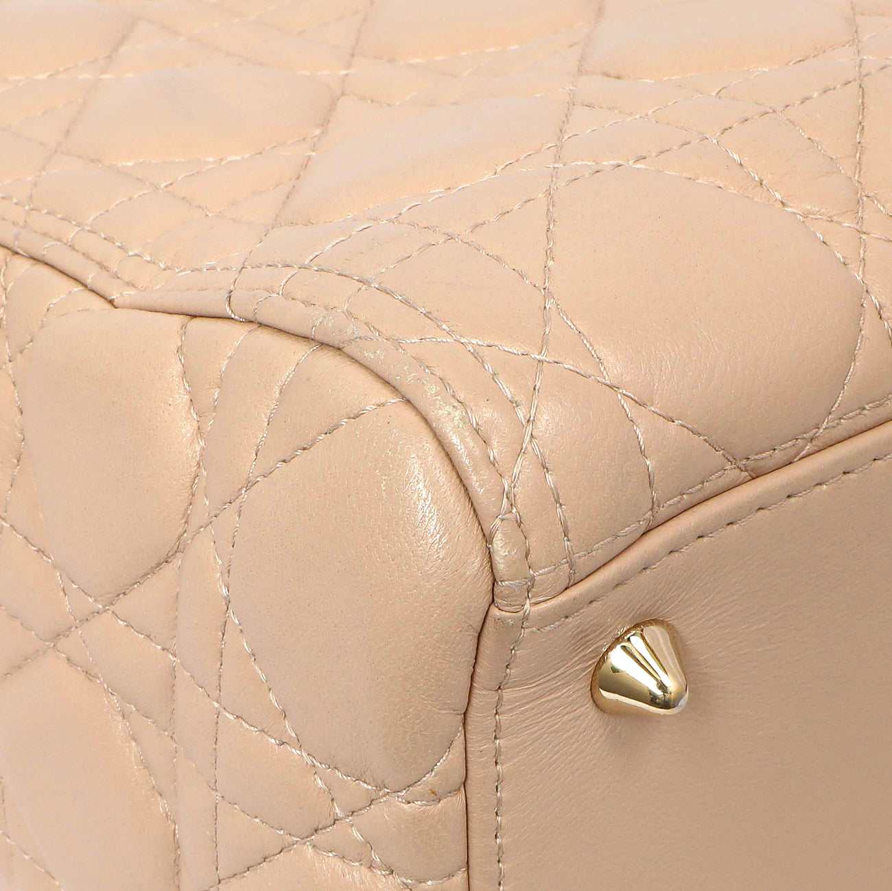Exclusive Christian Dior Nude Lambskin Cannage Medium Lady Dior — Top View
