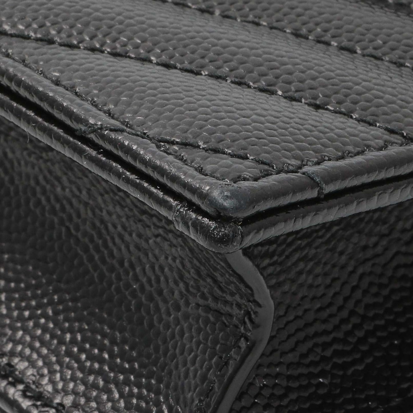 Exclusive Saint Laurent Black Grain De Poudre Matelasse Chevron Monogram Envelope Chain Wallet — Top View