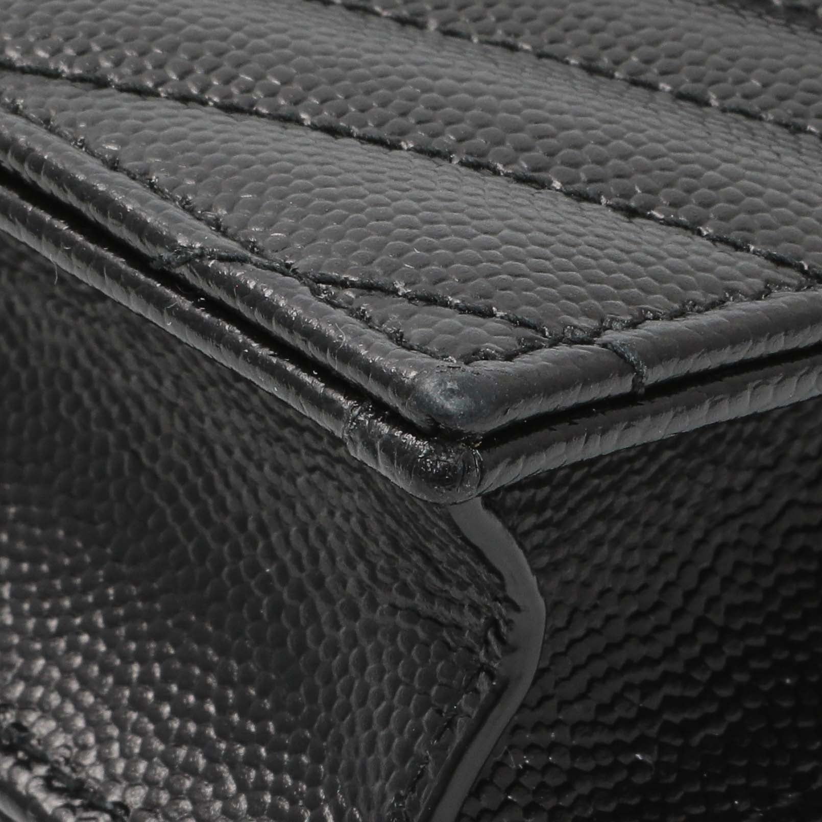 Exclusive Saint Laurent Black Grain De Poudre Matelasse Chevron Monogram Envelope Chain Wallet — Top View
