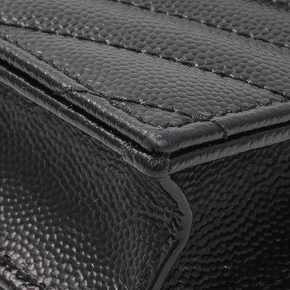Exclusive Saint Laurent Black Grain De Poudre Matelasse Chevron Monogram Envelope Chain Wallet — Top View