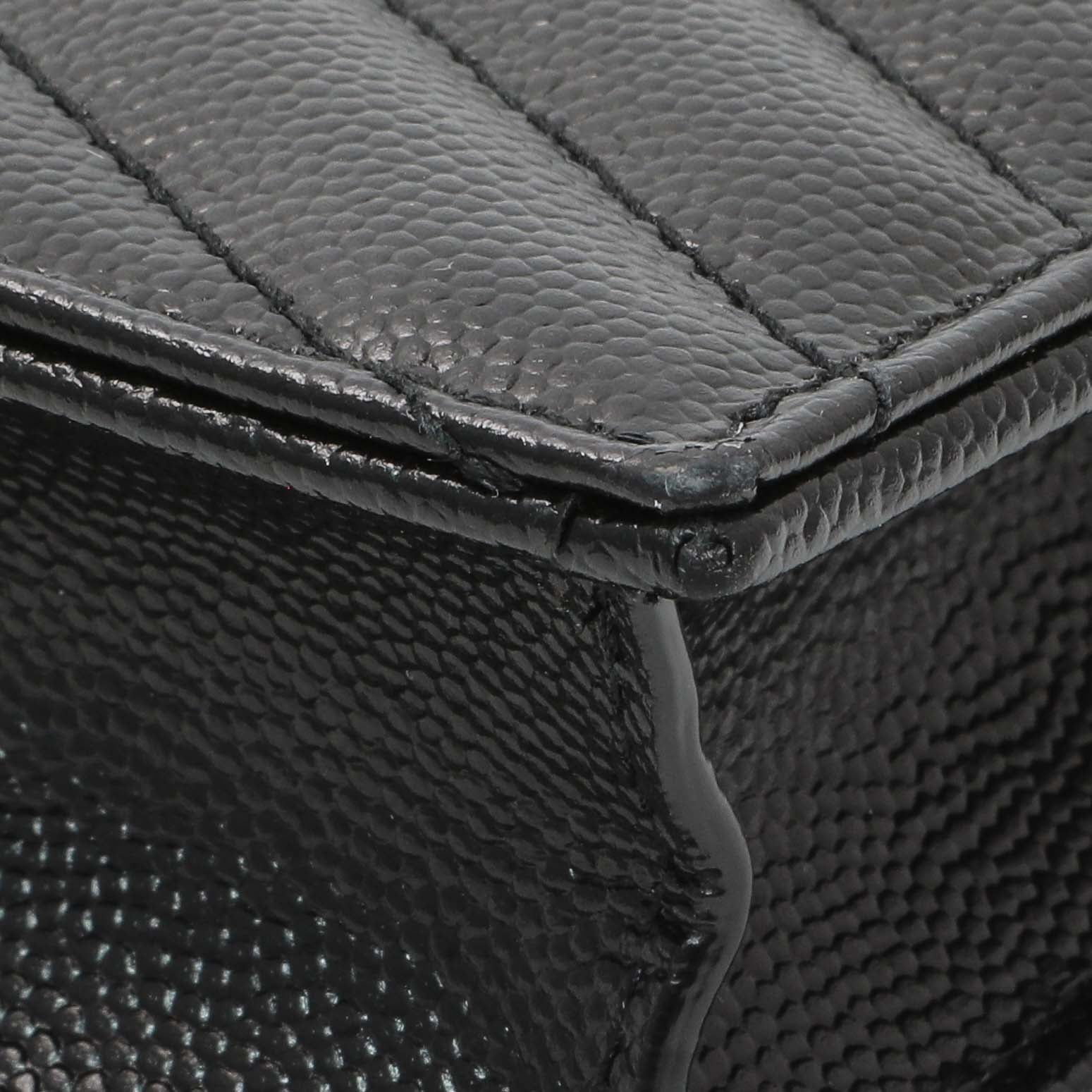 Exclusive Saint Laurent Black Grain De Poudre Matelasse Chevron Monogram Envelope Chain Wallet — Alternate View 7