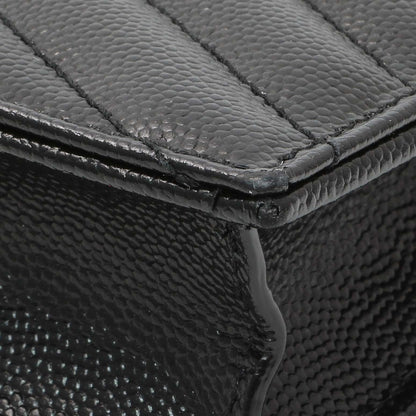 Exclusive Saint Laurent Black Grain De Poudre Matelasse Chevron Monogram Envelope Chain Wallet — Alternate View 7