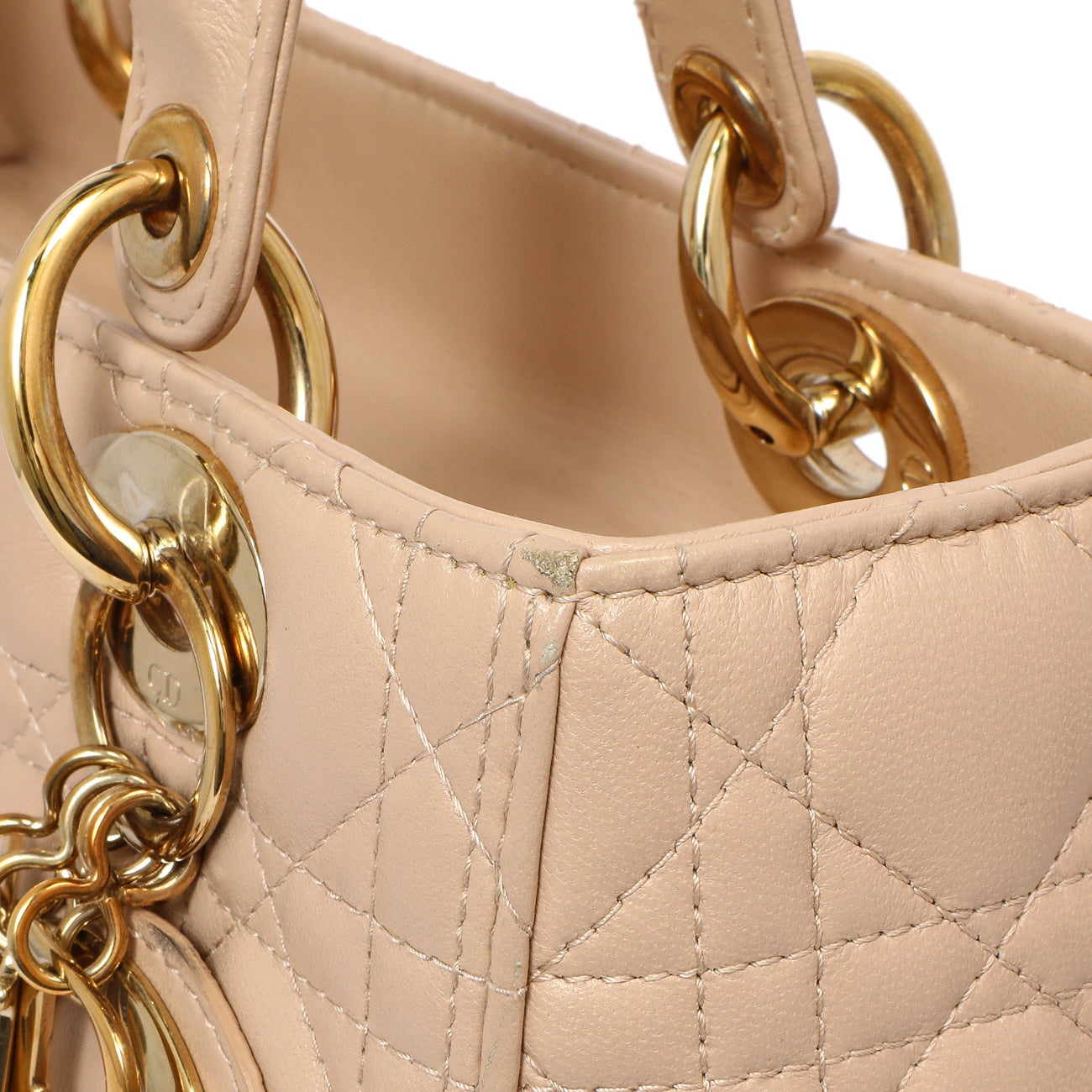 Exclusive Christian Dior Nude Lambskin Cannage Medium Lady Dior — Alternate View 12
