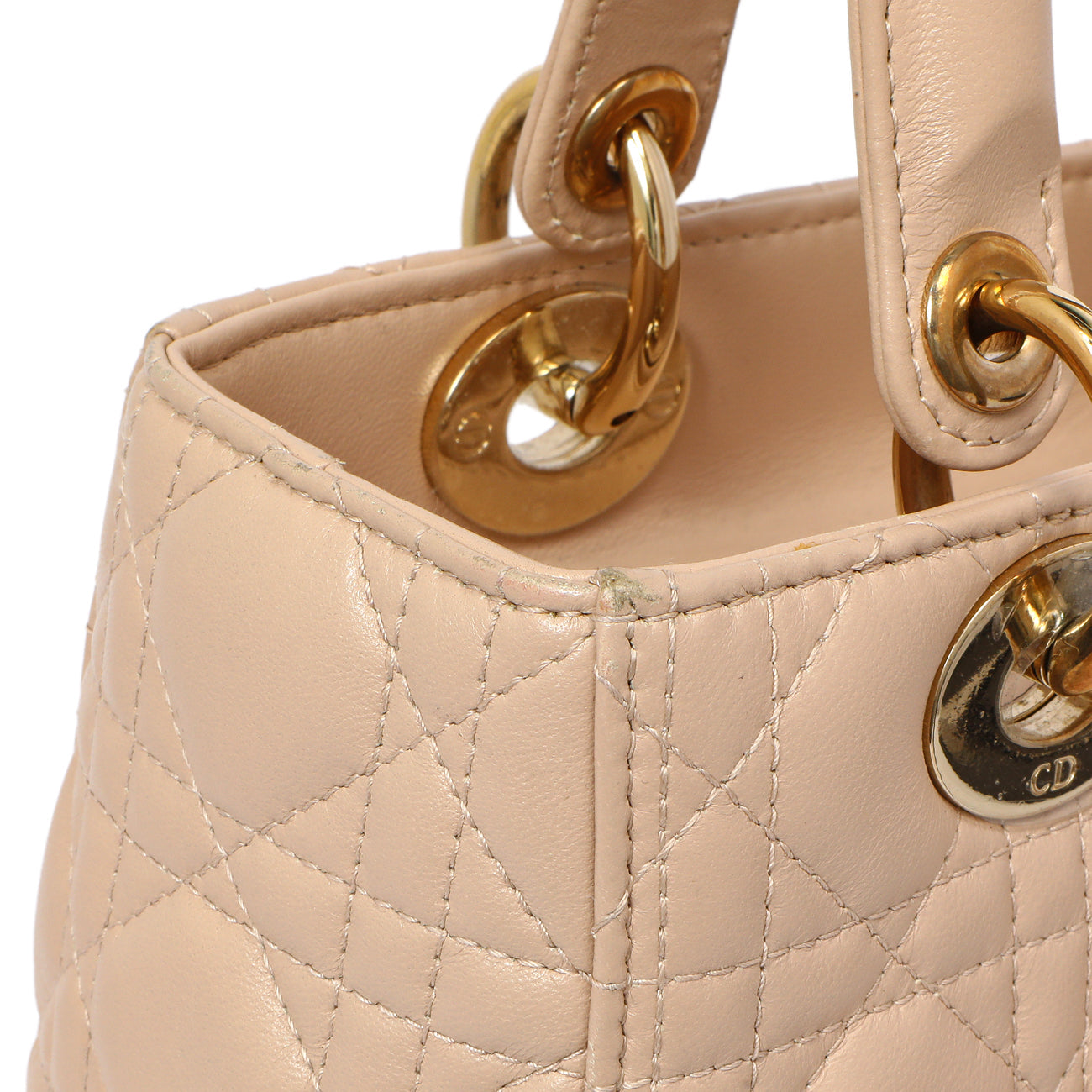 Exclusive Christian Dior Nude Lambskin Cannage Medium Lady Dior — Alternate View 13